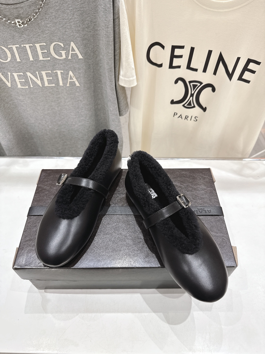 高版本出厂 毛里 独家新品 Alaia 阿莱亚25ss/秋冬走秀款平底羊毛里玛丽珍芭蕾舞鞋休闲鞋章小蕙同