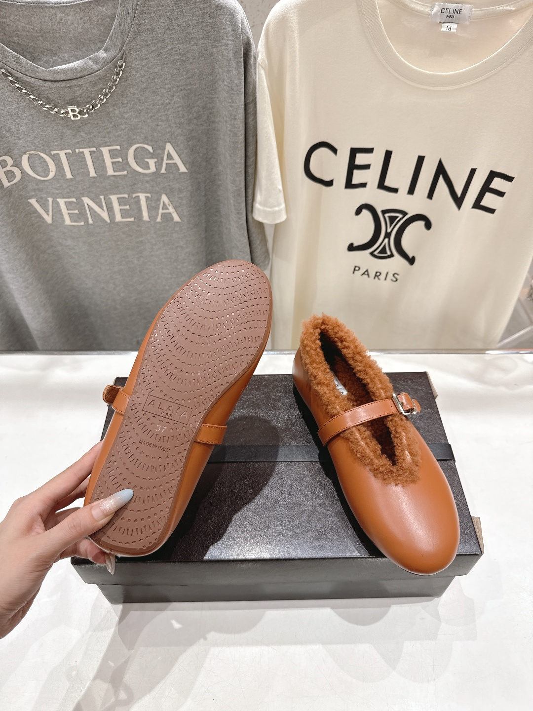 高版本出厂 毛里 独家新品 Alaia 阿莱亚25ss/秋冬走秀款平底羊毛里玛丽珍芭蕾舞鞋休闲鞋章小蕙同