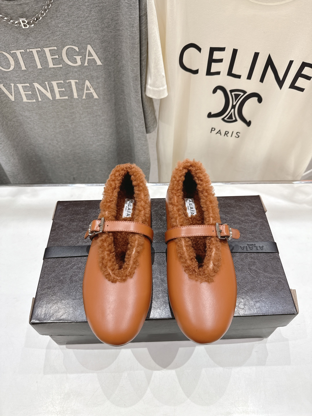 高版本出厂 毛里 独家新品 Alaia 阿莱亚25ss/秋冬走秀款平底羊毛里玛丽珍芭蕾舞鞋休闲鞋章小蕙同