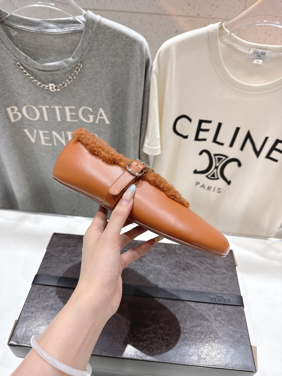 高版本出厂 毛里 独家新品 Alaia 阿莱亚25ss/秋冬走秀款平底羊毛里玛丽珍芭蕾舞鞋休闲鞋章小蕙同