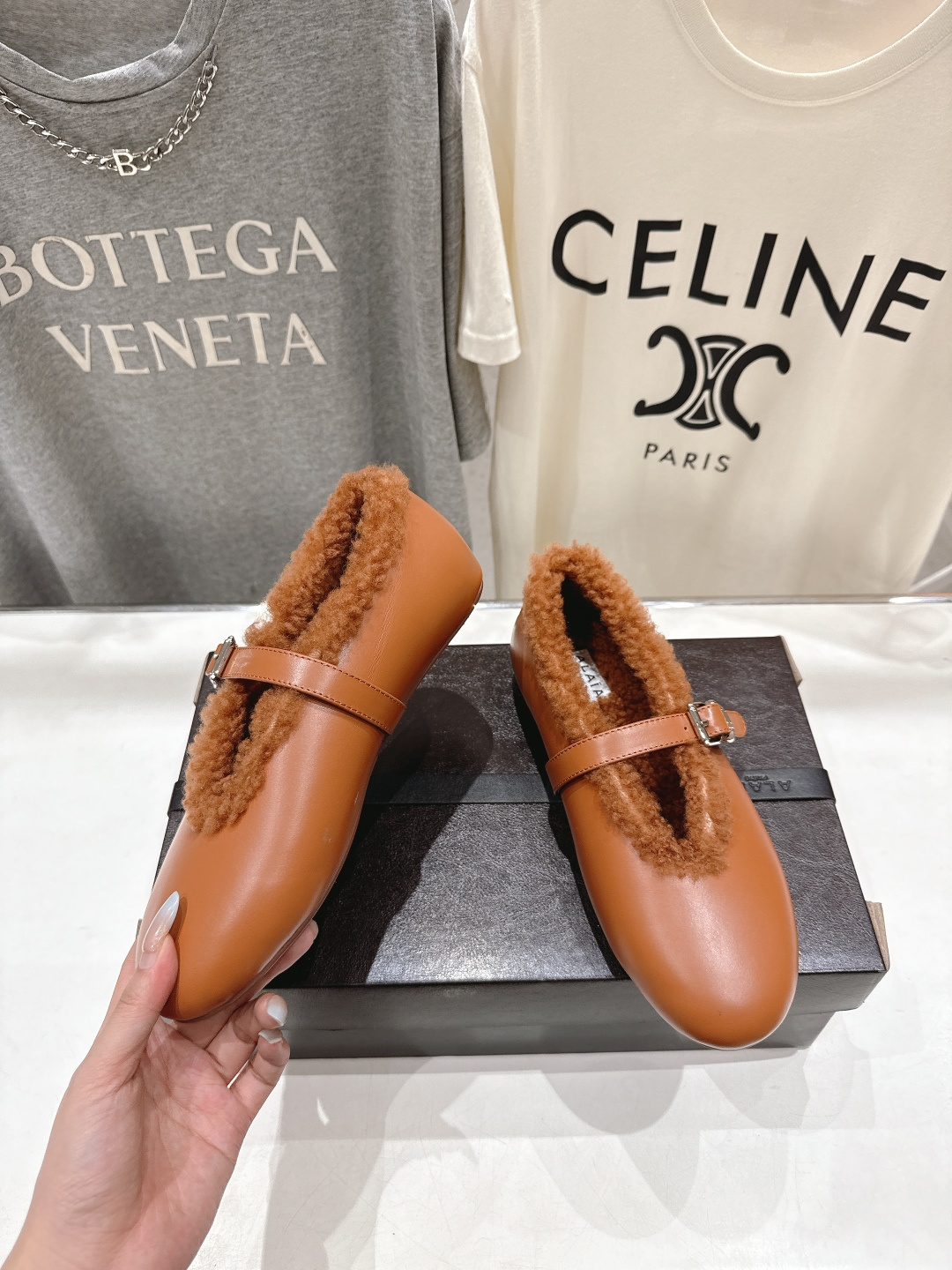 高版本出厂 毛里 独家新品 Alaia 阿莱亚25ss/秋冬走秀款平底羊毛里玛丽珍芭蕾舞鞋休闲鞋章小蕙同