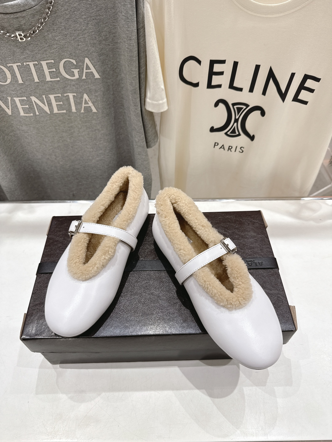 高版本出厂 毛里 独家新品 Alaia 阿莱亚25ss/秋冬走秀款平底羊毛里玛丽珍芭蕾舞鞋休闲鞋章小蕙同