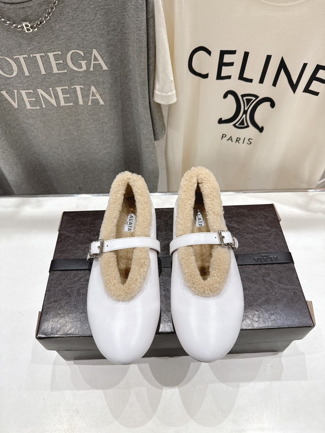 高版本出厂 毛里 独家新品 Alaia 阿莱亚25ss/秋冬走秀款平底羊毛里玛丽珍芭蕾舞鞋休闲鞋章小蕙同