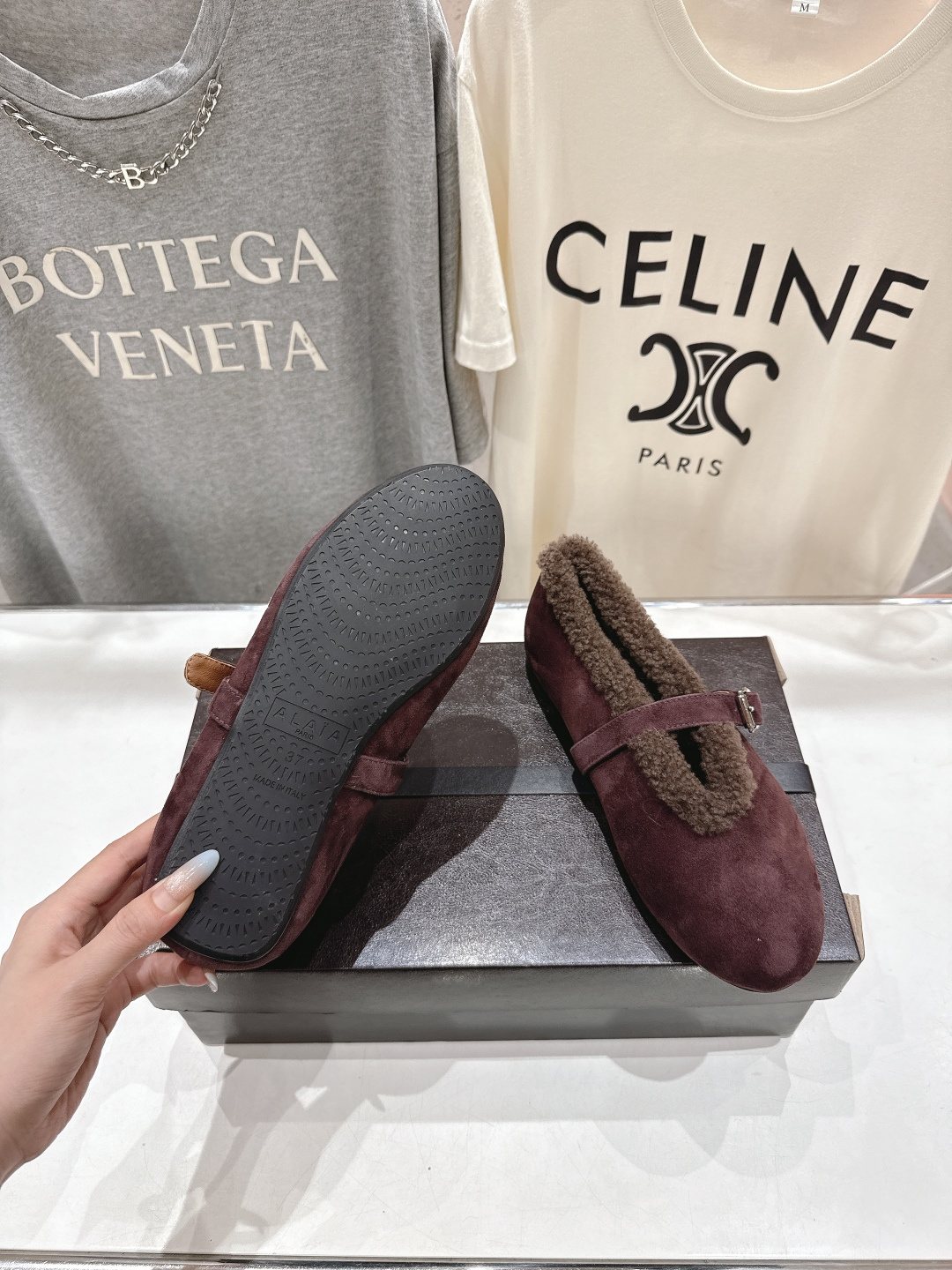 高版本出厂 毛里 独家新品 Alaia 阿莱亚25ss/秋冬走秀款平底羊毛里玛丽珍芭蕾舞鞋休闲鞋章小蕙同