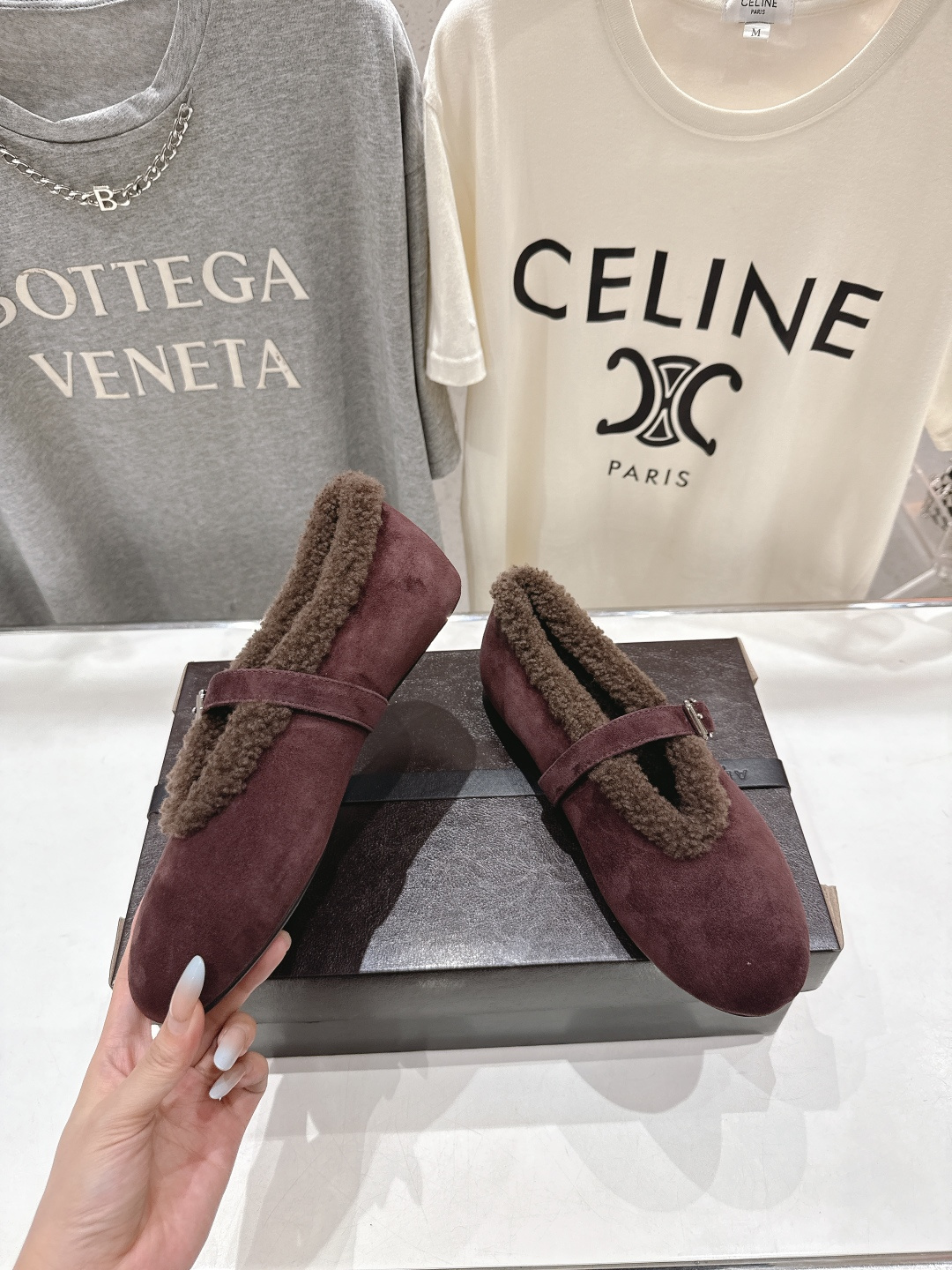 高版本出厂 毛里 独家新品 Alaia 阿莱亚25ss/秋冬走秀款平底羊毛里玛丽珍芭蕾舞鞋休闲鞋章小蕙同