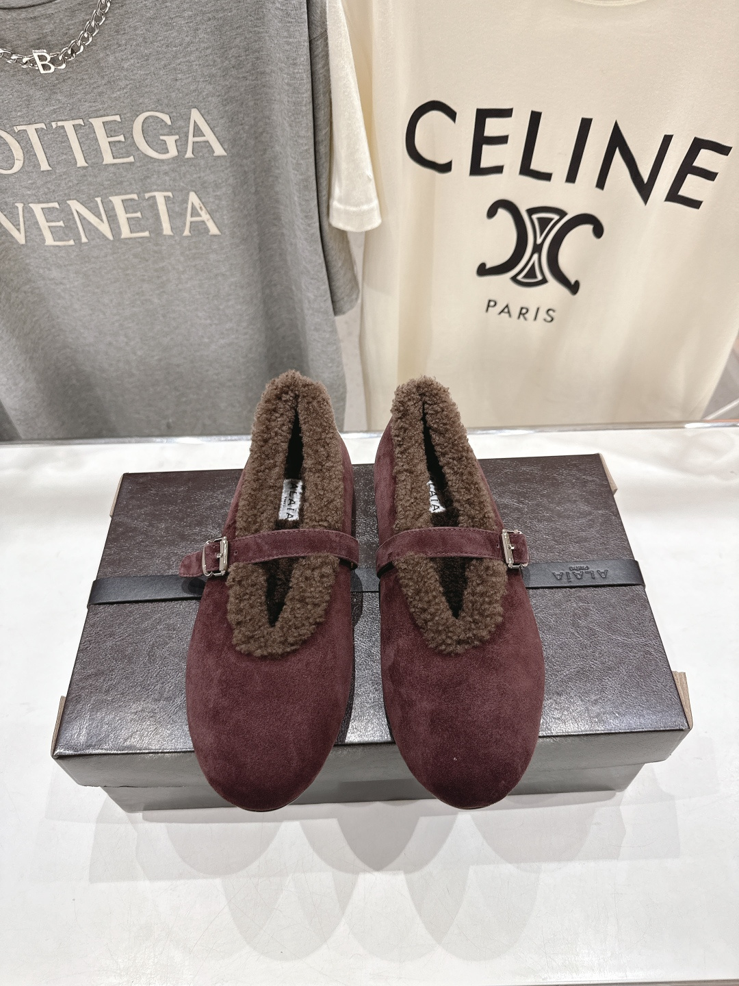 高版本出厂 毛里 独家新品 Alaia 阿莱亚25ss/秋冬走秀款平底羊毛里玛丽珍芭蕾舞鞋休闲鞋章小蕙同