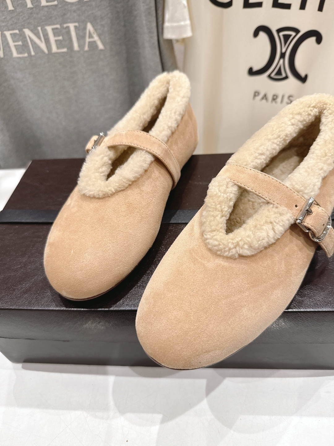 高版本出厂 毛里 独家新品 Alaia 阿莱亚25ss/秋冬走秀款平底羊毛里玛丽珍芭蕾舞鞋休闲鞋章小蕙同