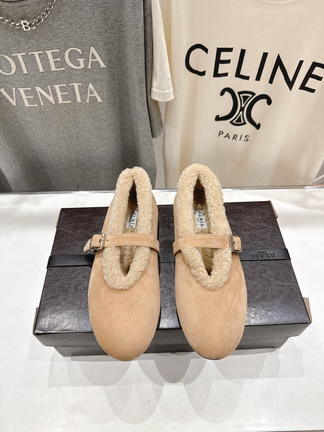 高版本出厂 毛里 独家新品 Alaia 阿莱亚25ss/秋冬走秀款平底羊毛里玛丽珍芭蕾舞鞋休闲鞋章小蕙同