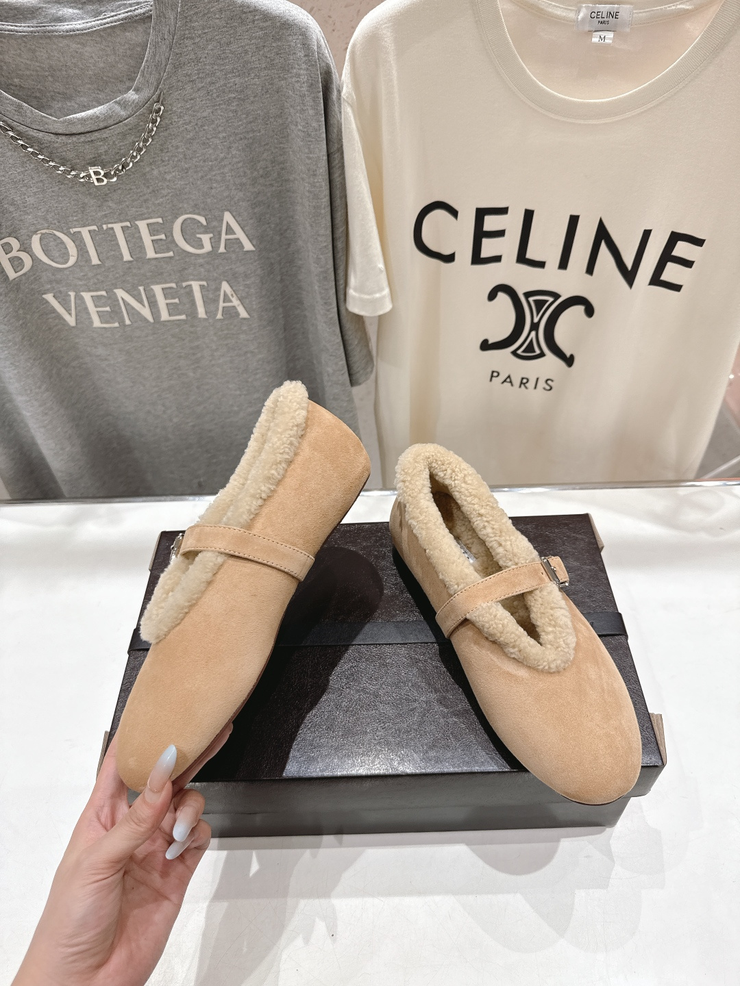 高版本出厂 毛里 独家新品 Alaia 阿莱亚25ss/秋冬走秀款平底羊毛里玛丽珍芭蕾舞鞋休闲鞋章小蕙同