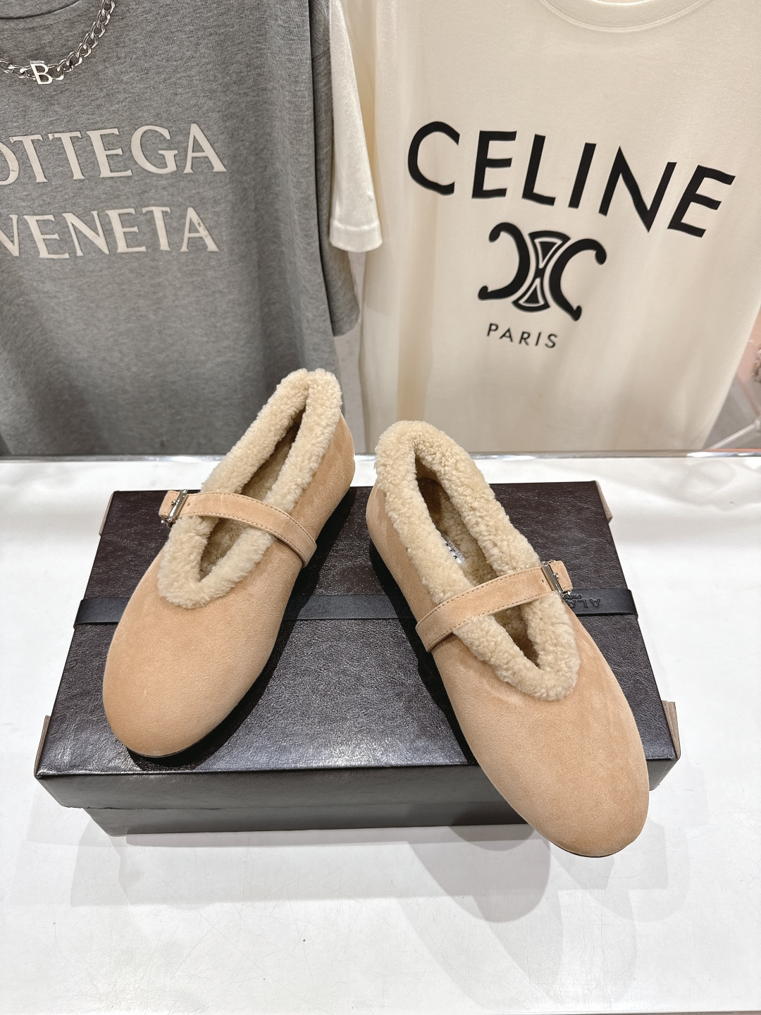 高版本出厂 毛里 独家新品 Alaia 阿莱亚25ss/秋冬走秀款平底羊毛里玛丽珍芭蕾舞鞋休闲鞋章小蕙同