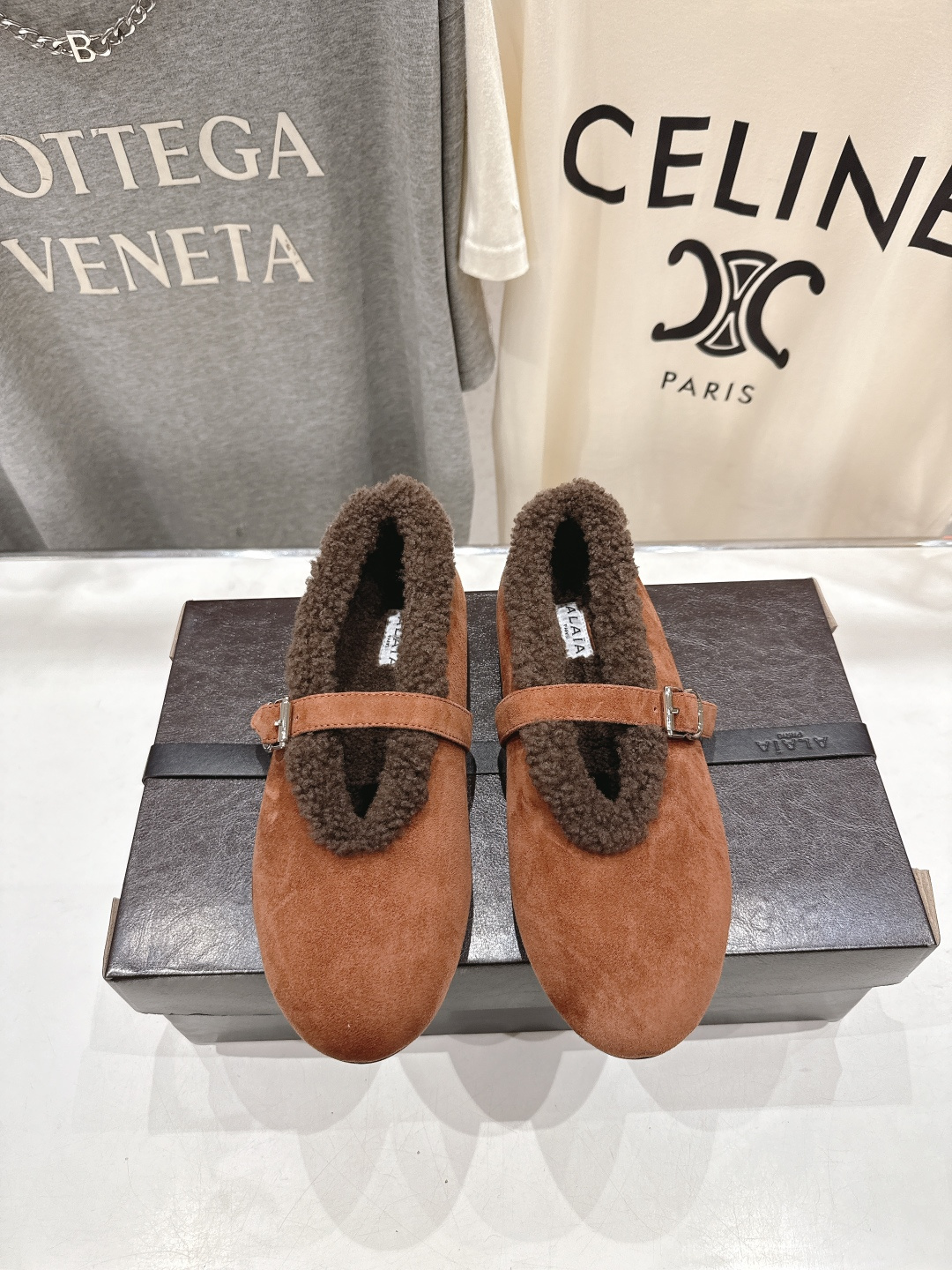 高版本出厂 毛里 独家新品 Alaia 阿莱亚25ss/秋冬走秀款平底羊毛里玛丽珍芭蕾舞鞋休闲鞋章小蕙同