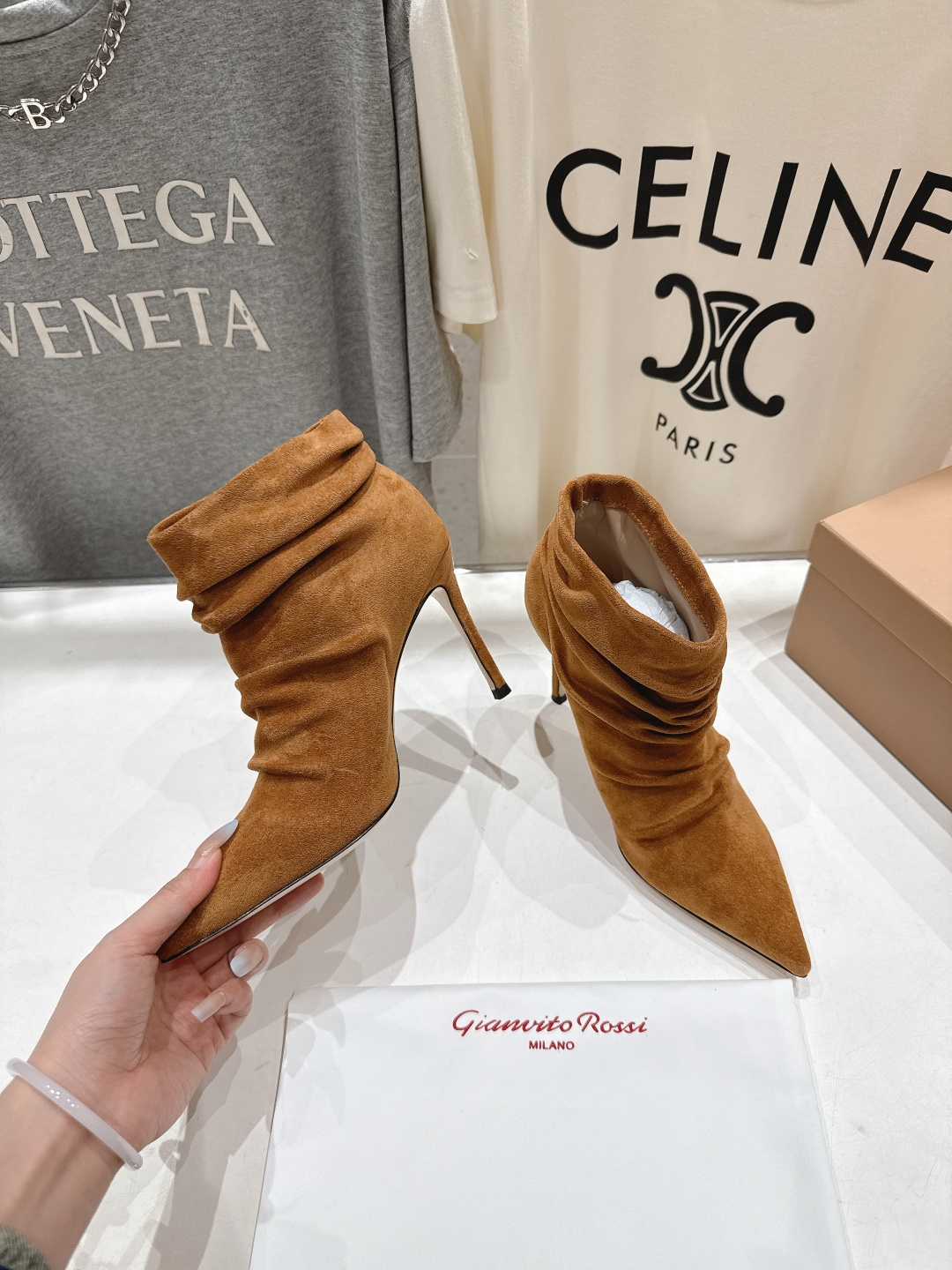 高版本出厂 Gianvito Rossi/吉安维托·罗西 F025 2025ss新款性感高跟短靴堆堆靴G