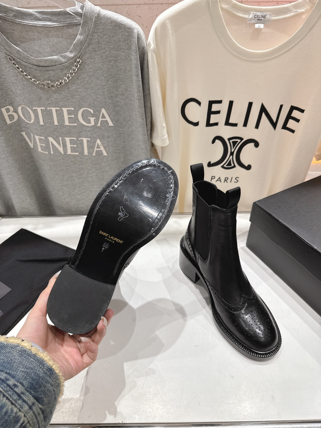 高版本出厂 SAINT LAURENT/圣罗兰YSL 25ss爆款平底布洛克英伦风切尔西短靴乐福鞋，20