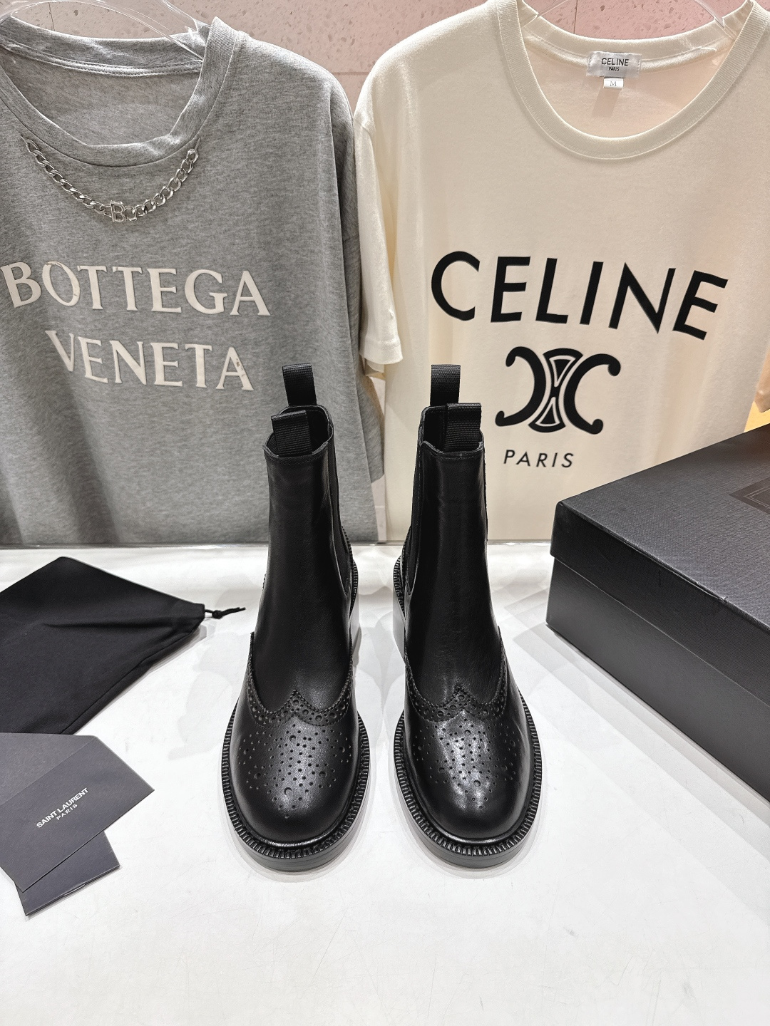 高版本出厂 SAINT LAURENT/圣罗兰YSL 25ss爆款平底布洛克英伦风切尔西短靴乐福鞋，20