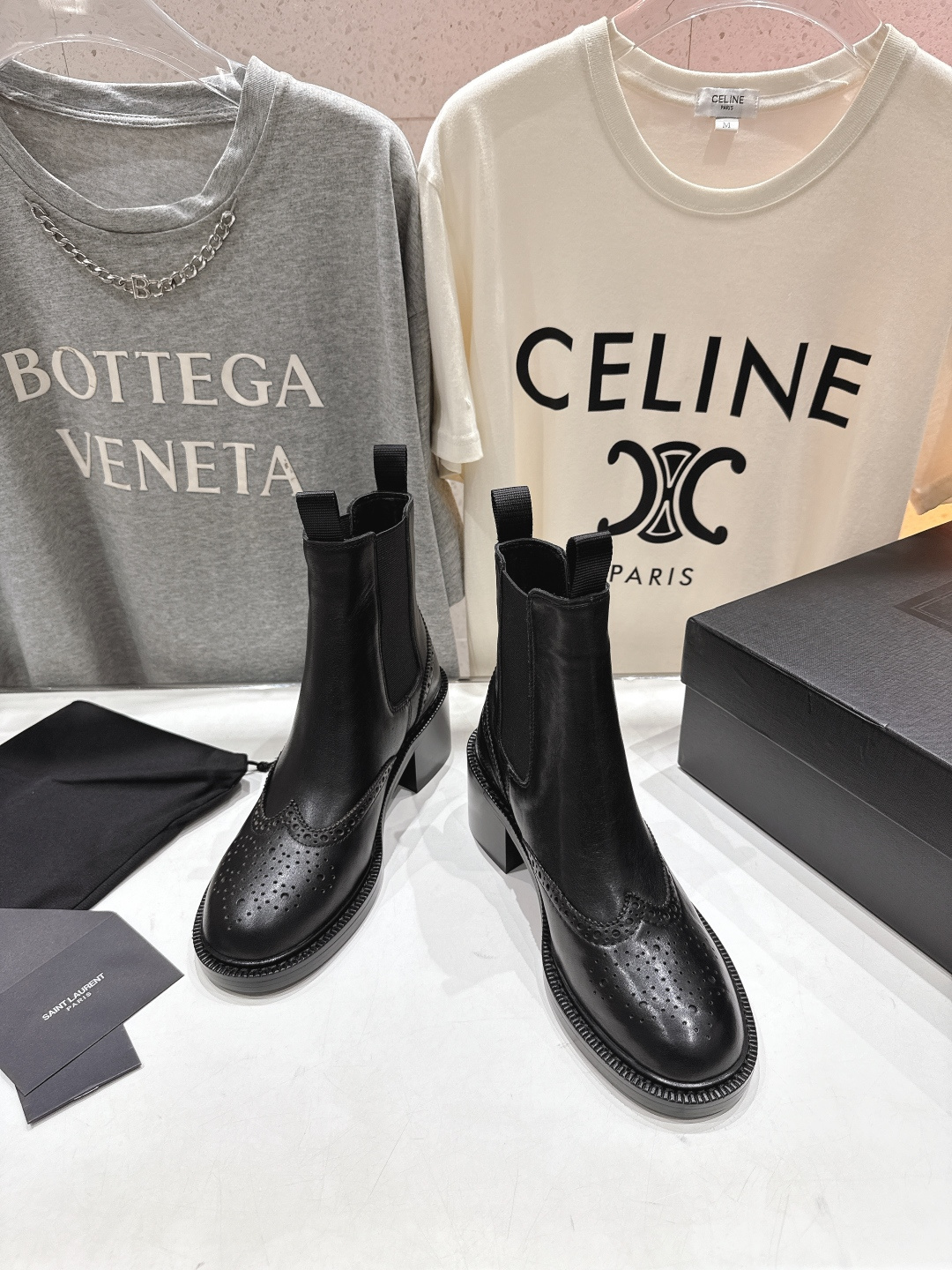 高版本出厂 SAINT LAURENT/圣罗兰YSL 25ss爆款平底布洛克英伦风切尔西短靴乐福鞋，20