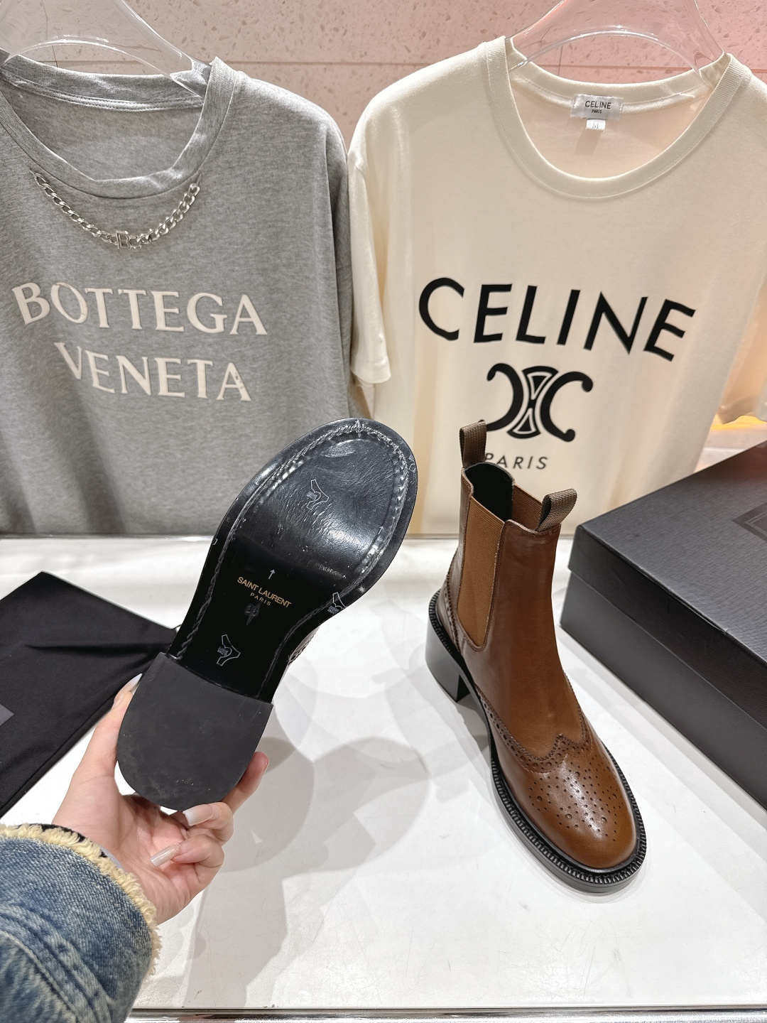 高版本出厂 SAINT LAURENT/圣罗兰YSL 25ss爆款平底布洛克英伦风切尔西短靴乐福鞋，20