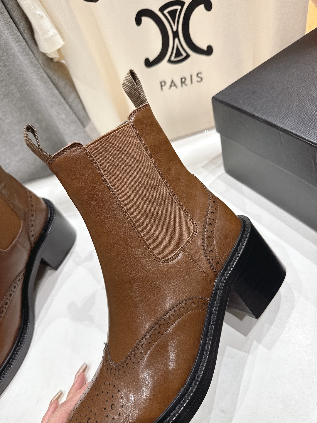 高版本出厂 SAINT LAURENT/圣罗兰YSL 25ss爆款平底布洛克英伦风切尔西短靴乐福鞋，20