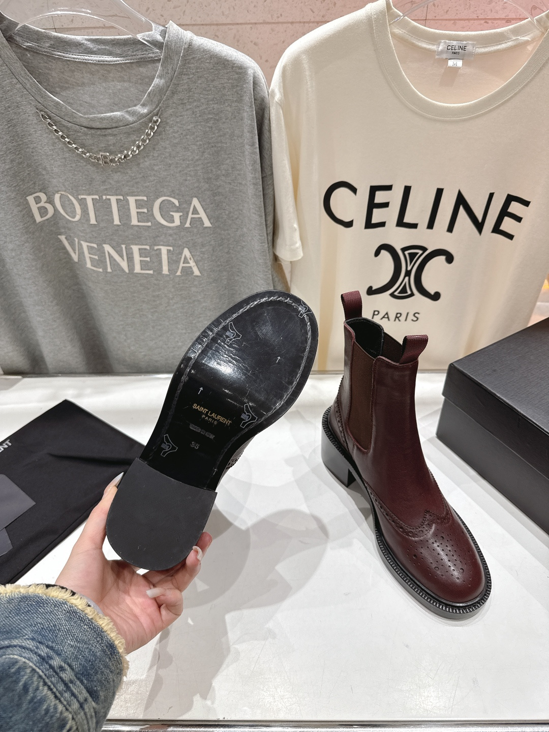 高版本出厂 SAINT LAURENT/圣罗兰YSL 25ss爆款平底布洛克英伦风切尔西短靴乐福鞋，20