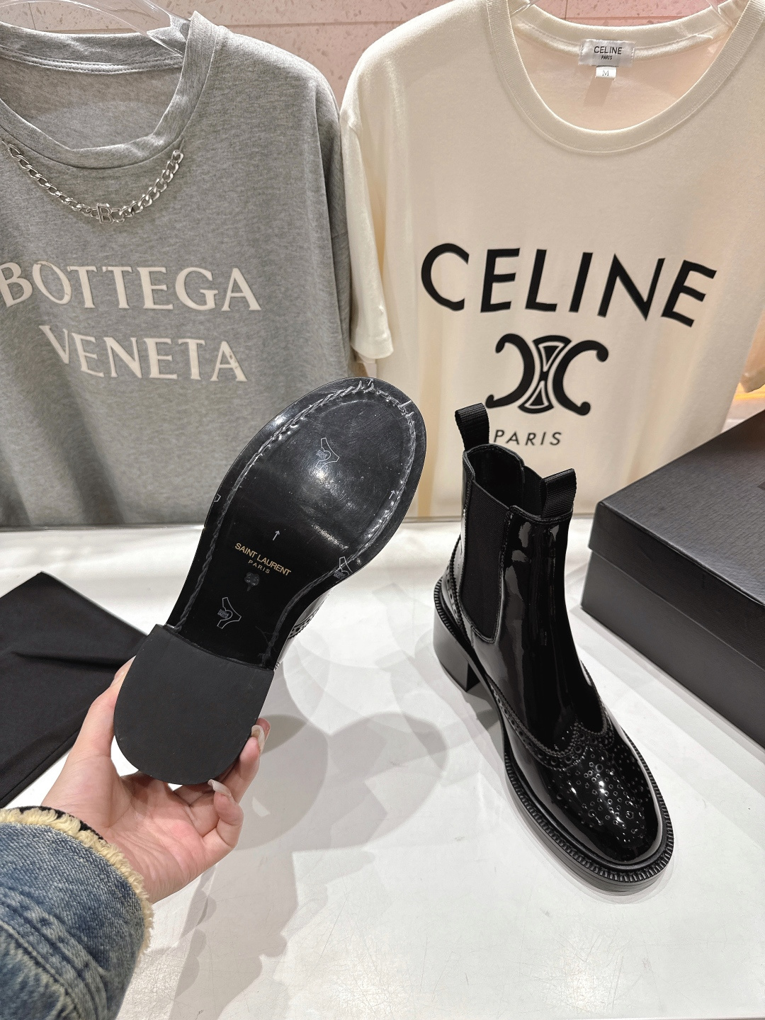 高版本出厂 SAINT LAURENT/圣罗兰YSL 25ss爆款平底布洛克英伦风切尔西短靴乐福鞋，20