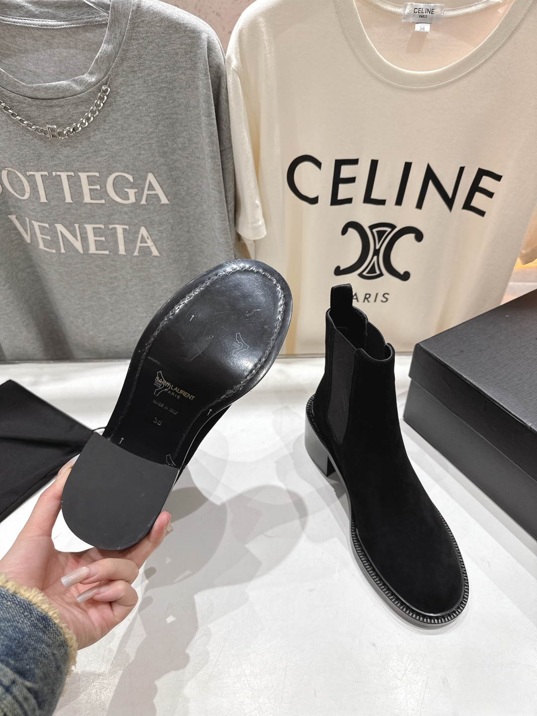 高版本出厂 SAINT LAURENT/圣罗兰YSL 25ss爆款平底布洛克英伦风切尔西短靴乐福鞋，20