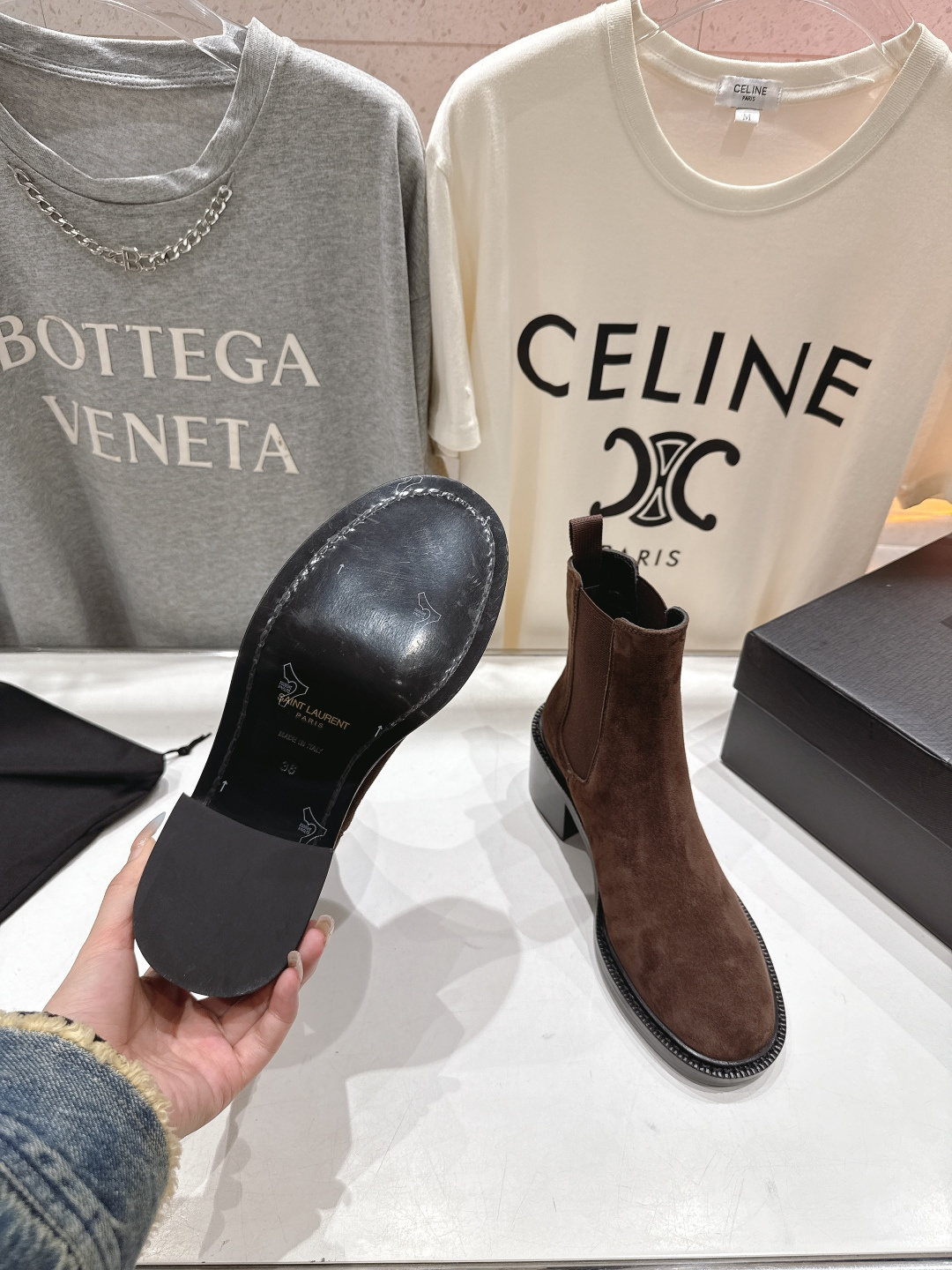 高版本出厂 SAINT LAURENT/圣罗兰YSL 25ss爆款平底布洛克英伦风切尔西短靴乐福鞋，20