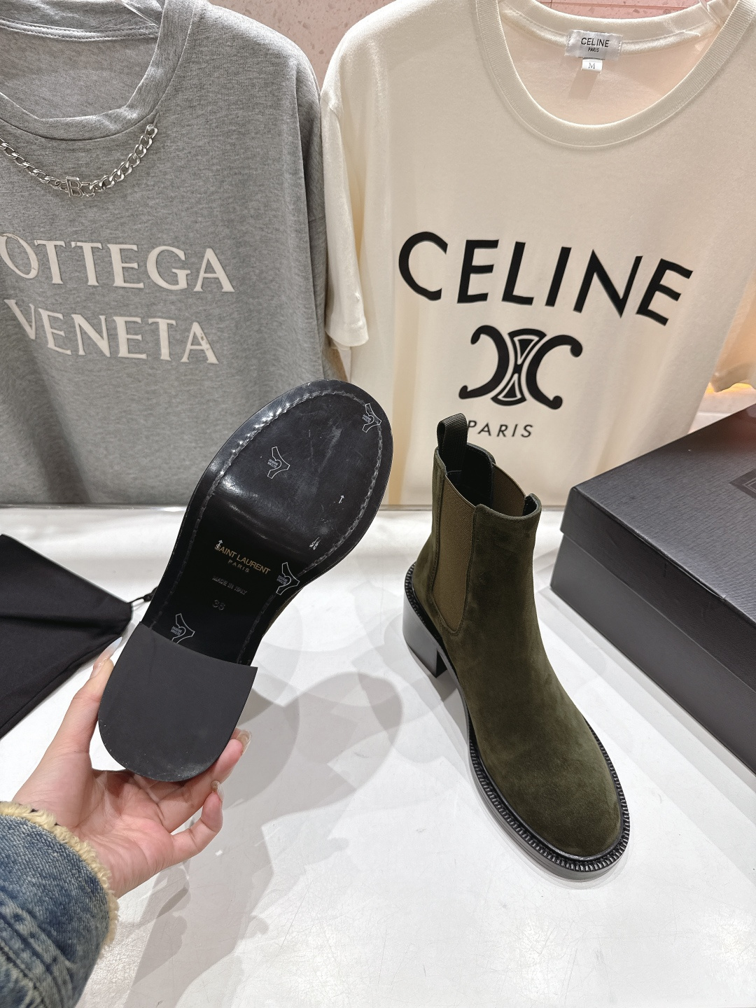 高版本出厂 SAINT LAURENT/圣罗兰YSL 25ss爆款平底布洛克英伦风切尔西短靴乐福鞋，20