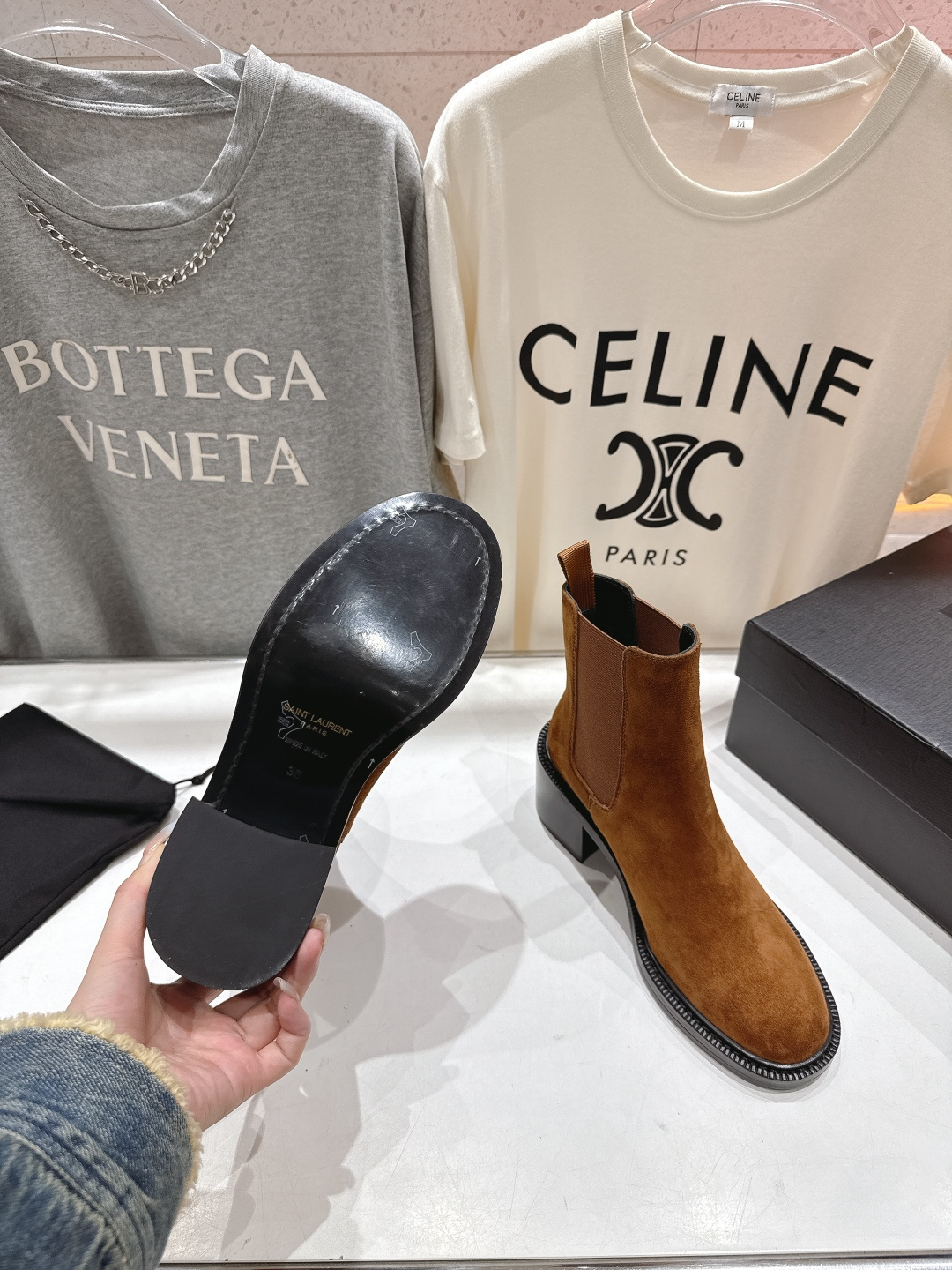 高版本出厂 SAINT LAURENT/圣罗兰YSL 25ss爆款平底布洛克英伦风切尔西短靴乐福鞋，20