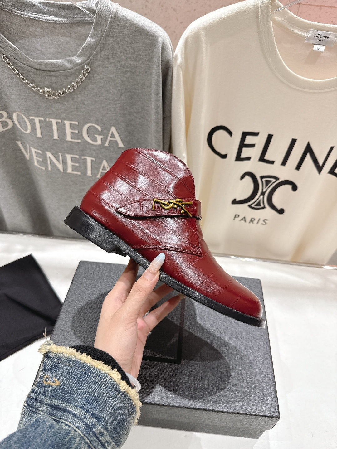 高版本出厂 SAINT LAURENT/圣罗兰YSL 25ss爆款平底布洛克英伦风切尔西短靴乐福鞋，20