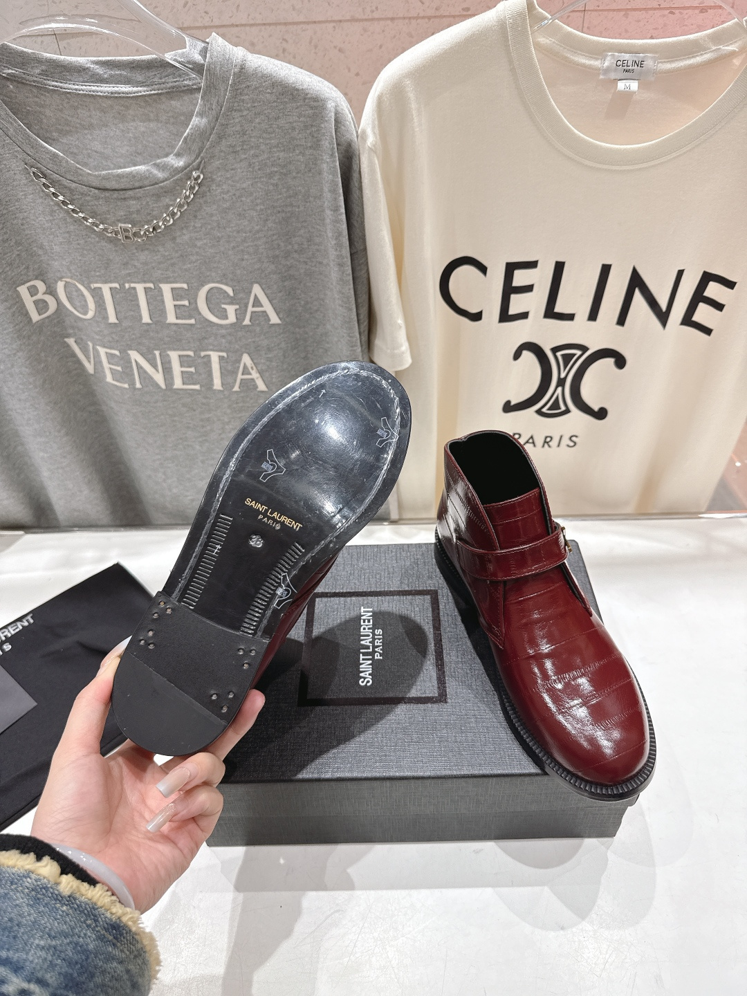 高版本出厂 SAINT LAURENT/圣罗兰YSL 25ss爆款平底布洛克英伦风切尔西短靴乐福鞋，20