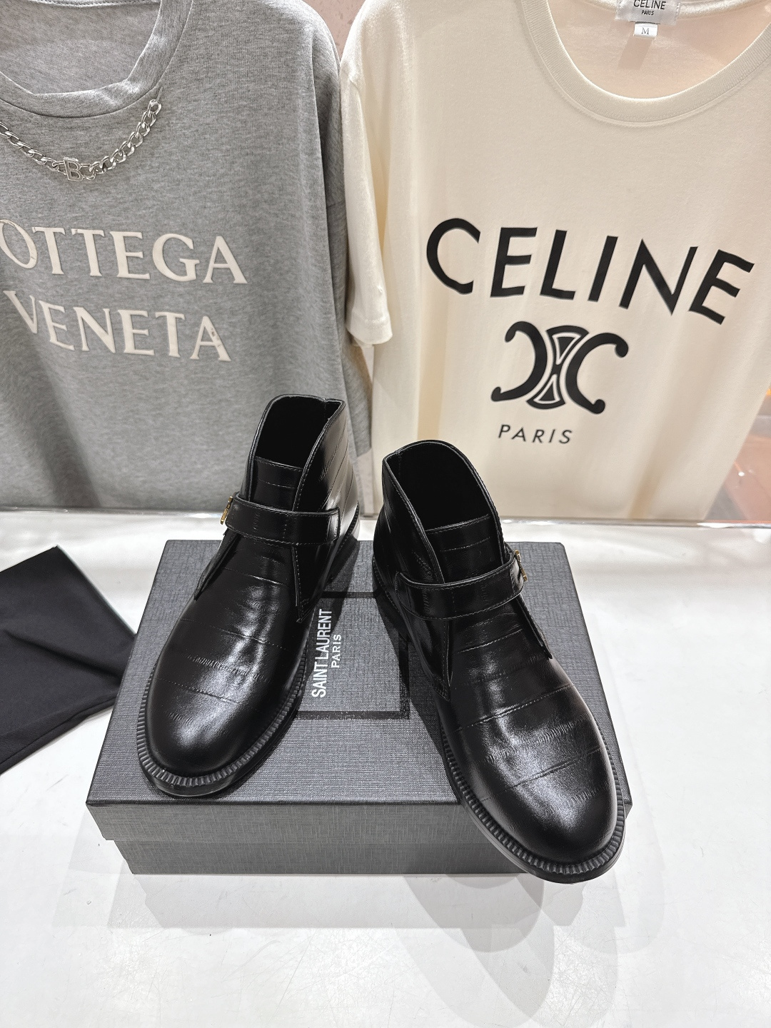 高版本出厂 SAINT LAURENT/圣罗兰YSL 25ss爆款平底布洛克英伦风切尔西短靴乐福鞋，20