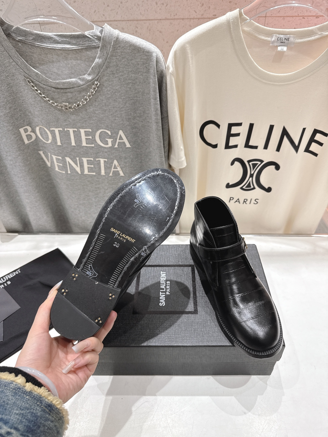 高版本出厂 SAINT LAURENT/圣罗兰YSL 25ss爆款平底布洛克英伦风切尔西短靴乐福鞋，20