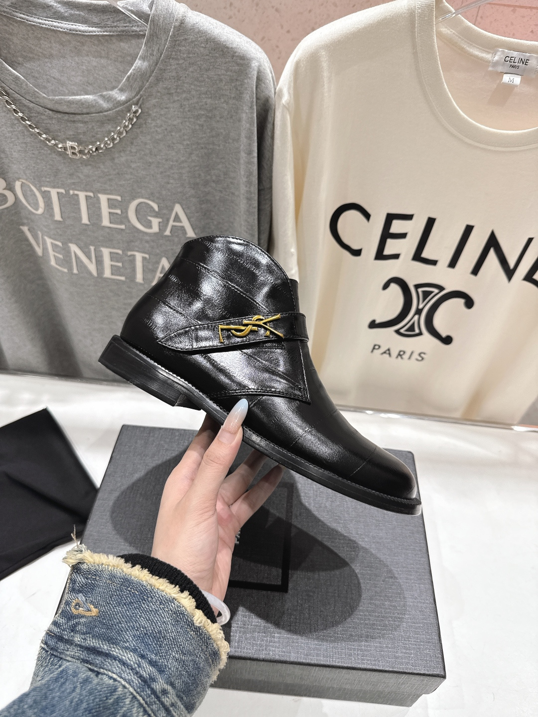 高版本出厂 SAINT LAURENT/圣罗兰YSL 25ss爆款平底布洛克英伦风切尔西短靴乐福鞋，20