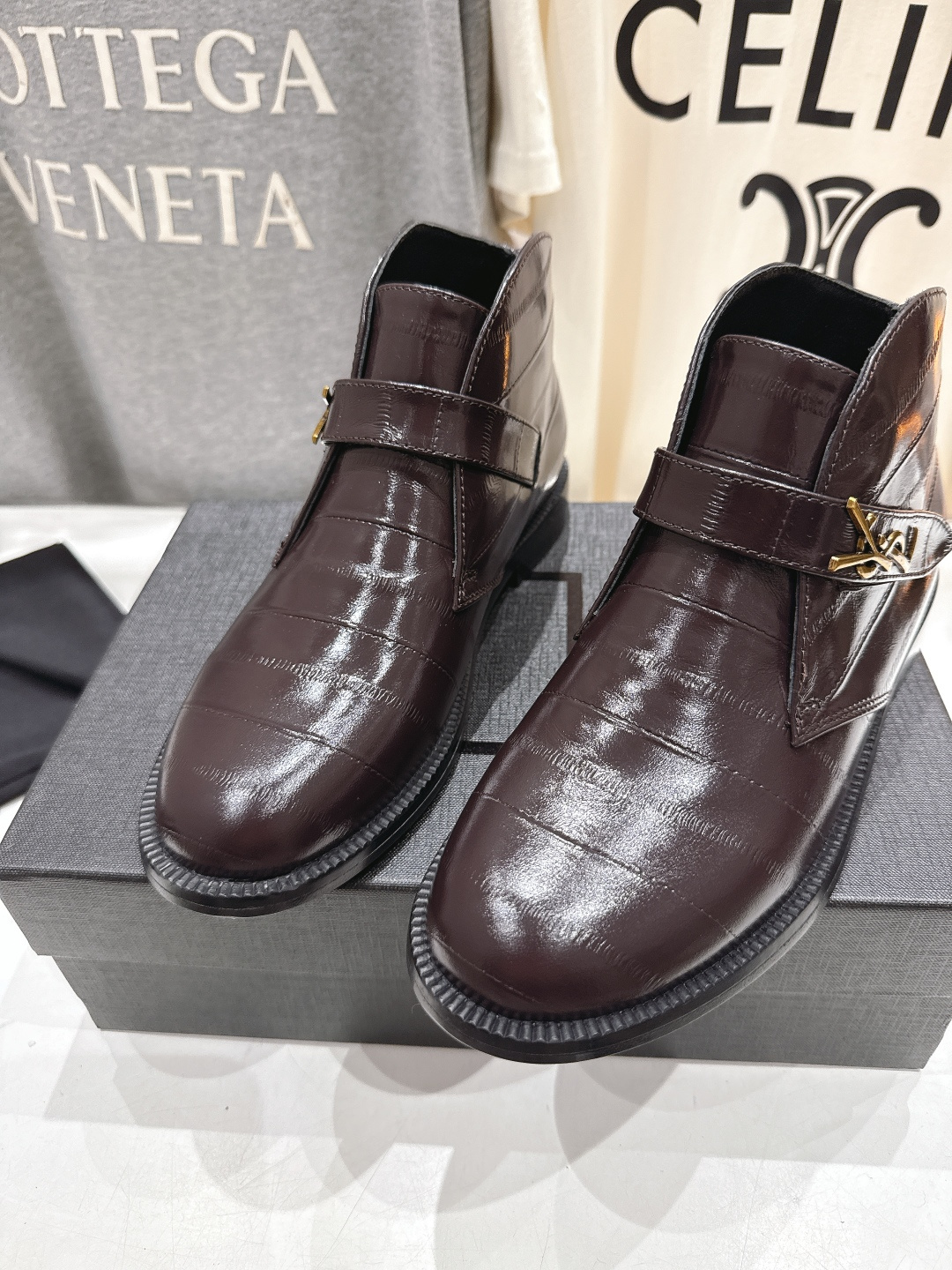 高版本出厂 SAINT LAURENT/圣罗兰YSL 25ss爆款平底布洛克英伦风切尔西短靴乐福鞋，20