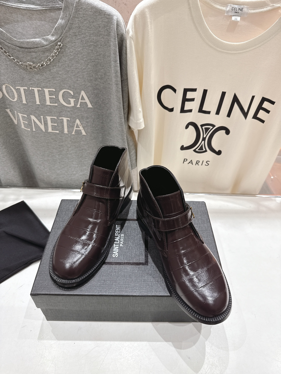 高版本出厂 SAINT LAURENT/圣罗兰YSL 25ss爆款平底布洛克英伦风切尔西短靴乐福鞋，20