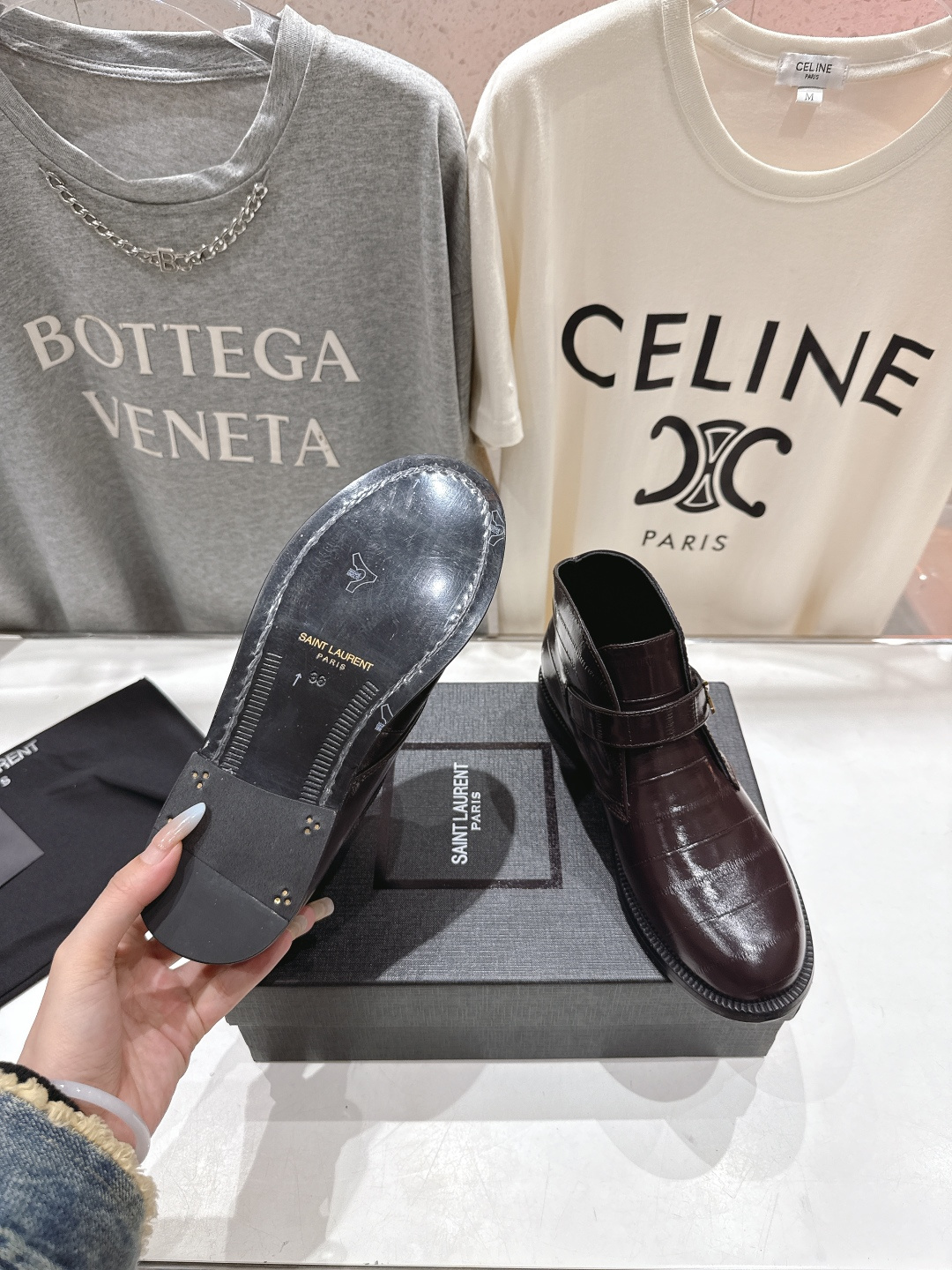 高版本出厂 SAINT LAURENT/圣罗兰YSL 25ss爆款平底布洛克英伦风切尔西短靴乐福鞋，20