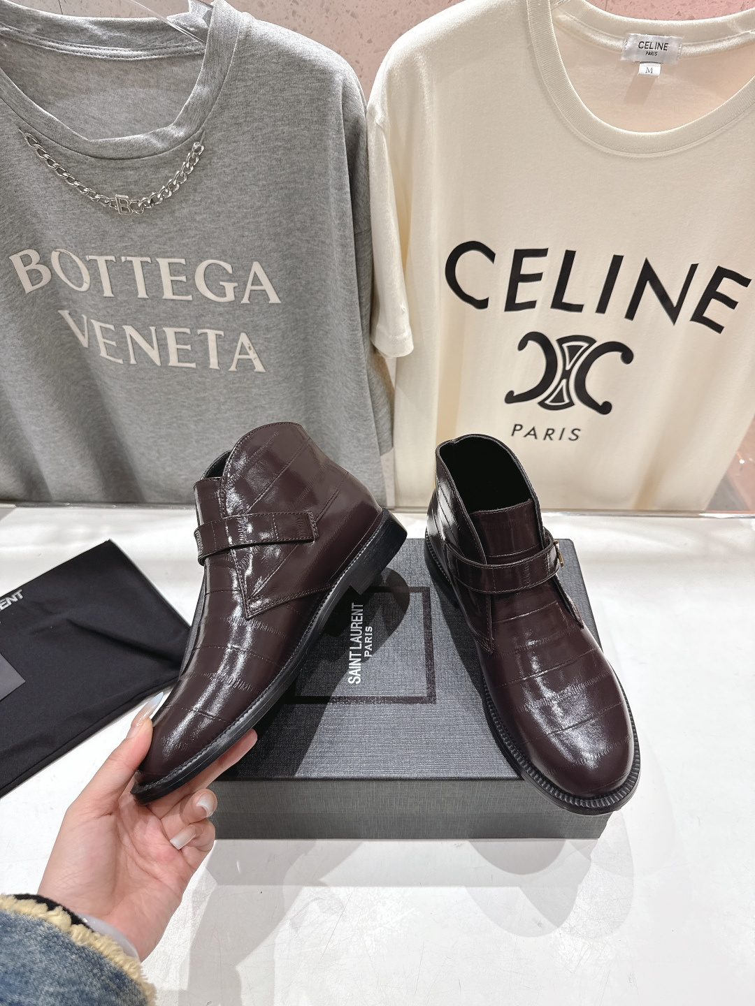 高版本出厂 SAINT LAURENT/圣罗兰YSL 25ss爆款平底布洛克英伦风切尔西短靴乐福鞋，20