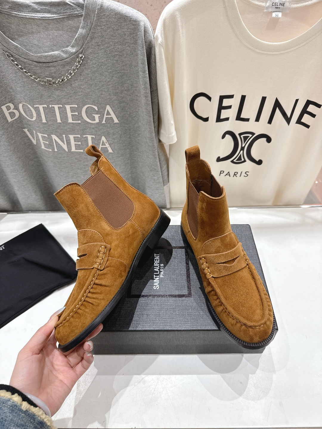 高版本出厂 SAINT LAURENT/圣罗兰YSL 25ss爆款平底布洛克英伦风切尔西短靴乐福鞋，20