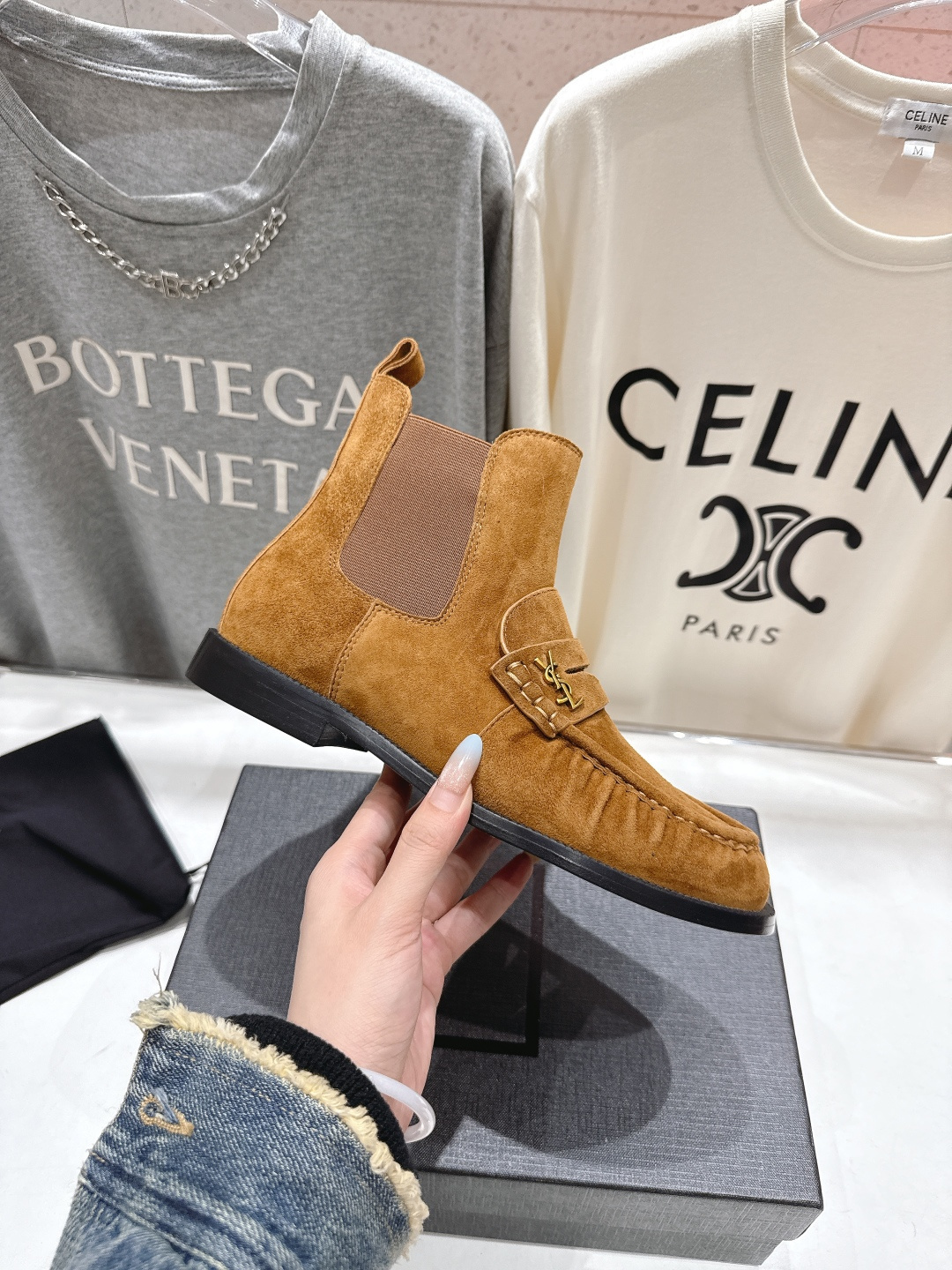 高版本出厂 SAINT LAURENT/圣罗兰YSL 25ss爆款平底布洛克英伦风切尔西短靴乐福鞋，20