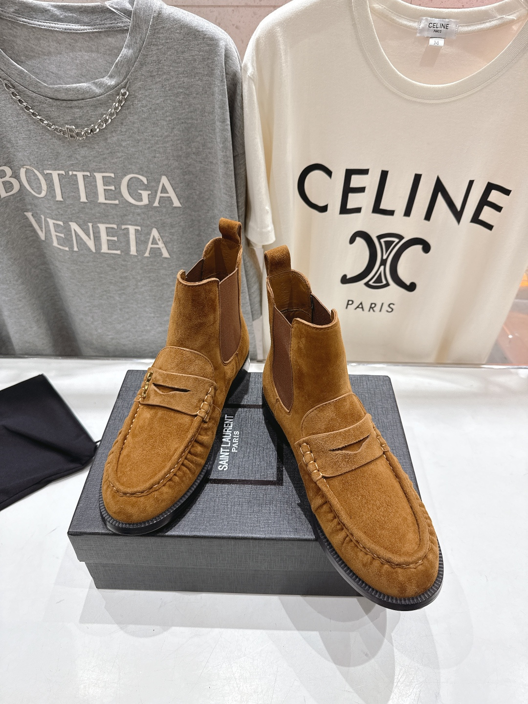 高版本出厂 SAINT LAURENT/圣罗兰YSL 25ss爆款平底布洛克英伦风切尔西短靴乐福鞋，20