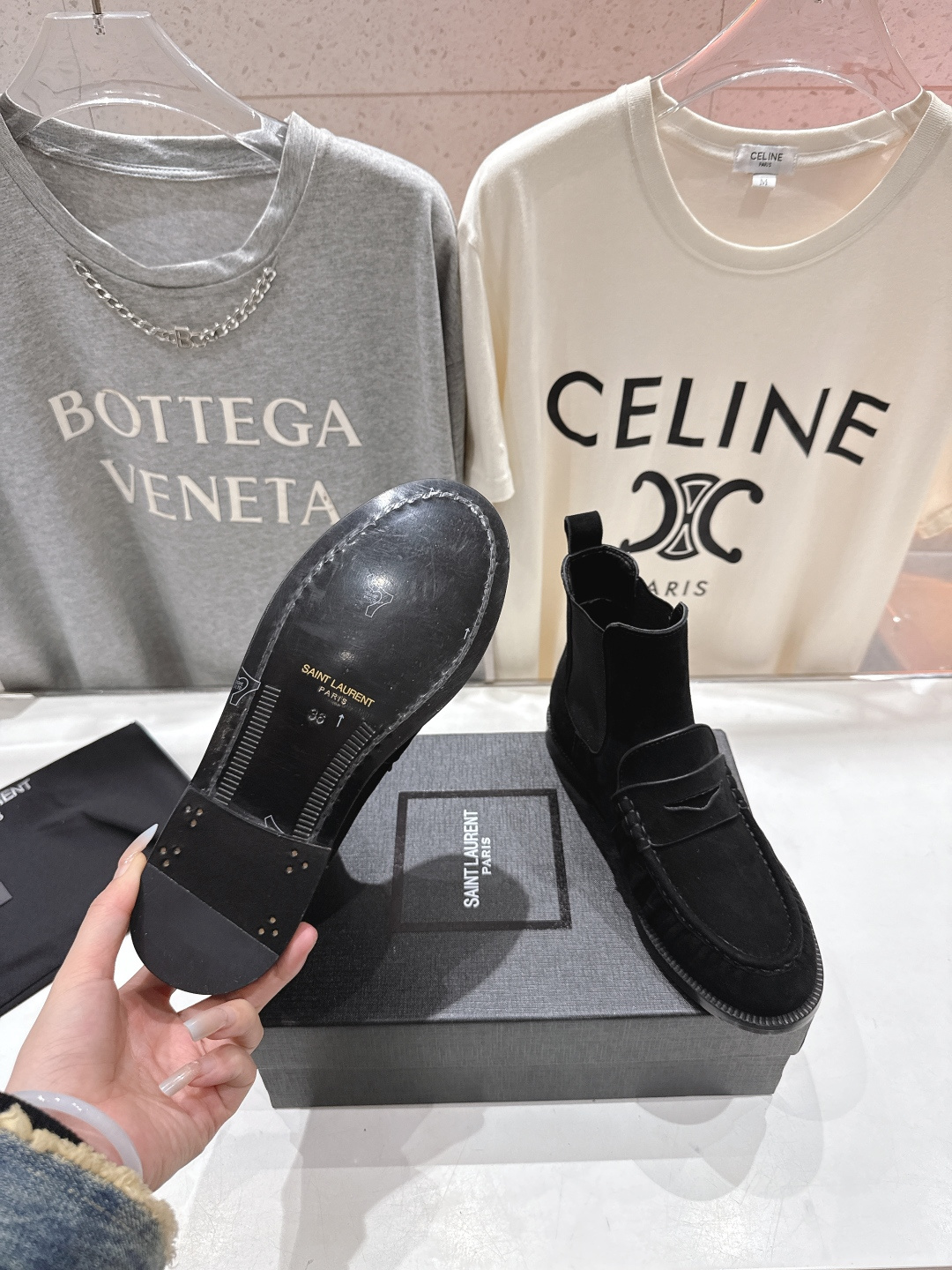 高版本出厂 SAINT LAURENT/圣罗兰YSL 25ss爆款平底布洛克英伦风切尔西短靴乐福鞋，20