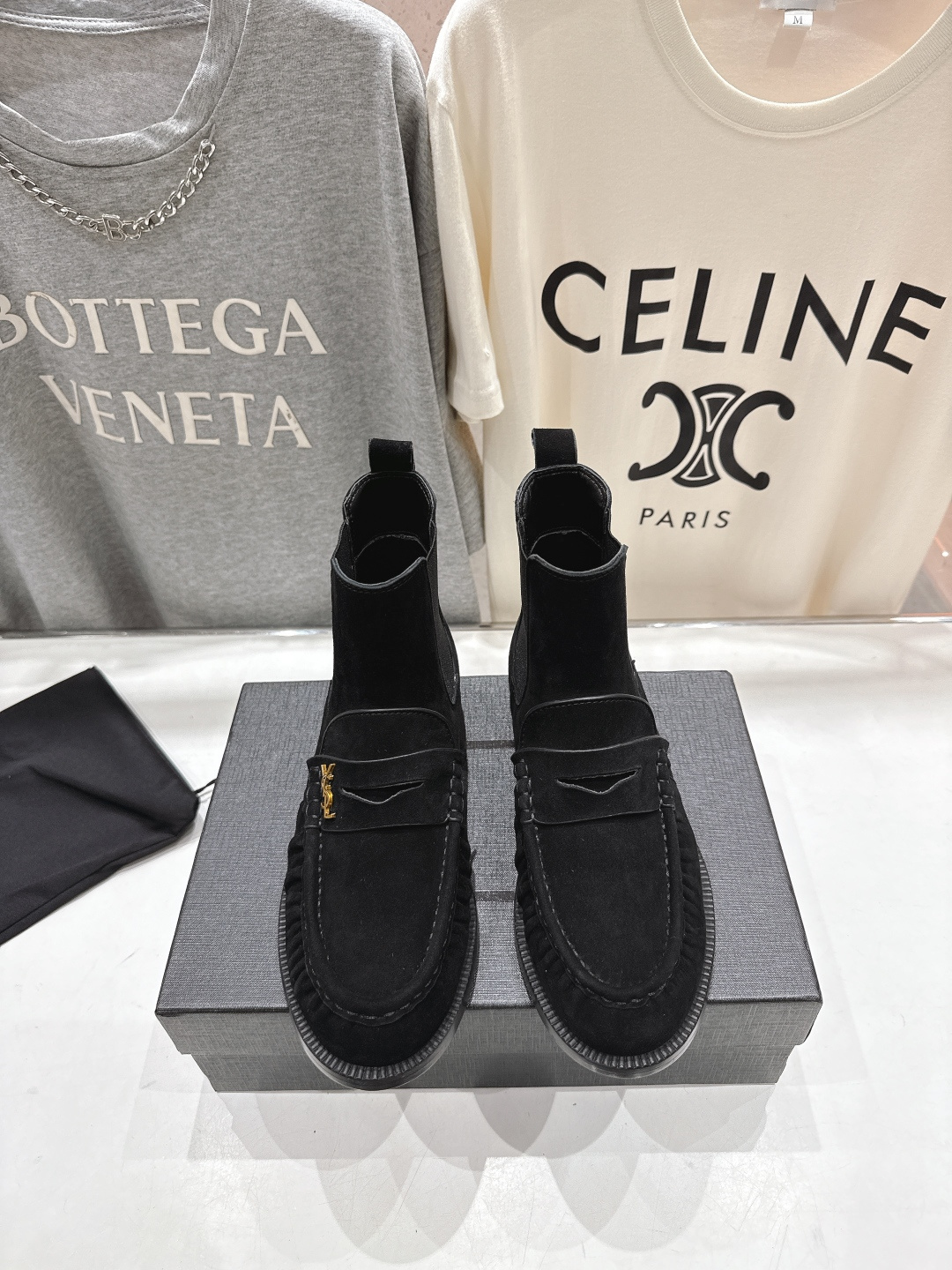 高版本出厂 SAINT LAURENT/圣罗兰YSL 25ss爆款平底布洛克英伦风切尔西短靴乐福鞋，20