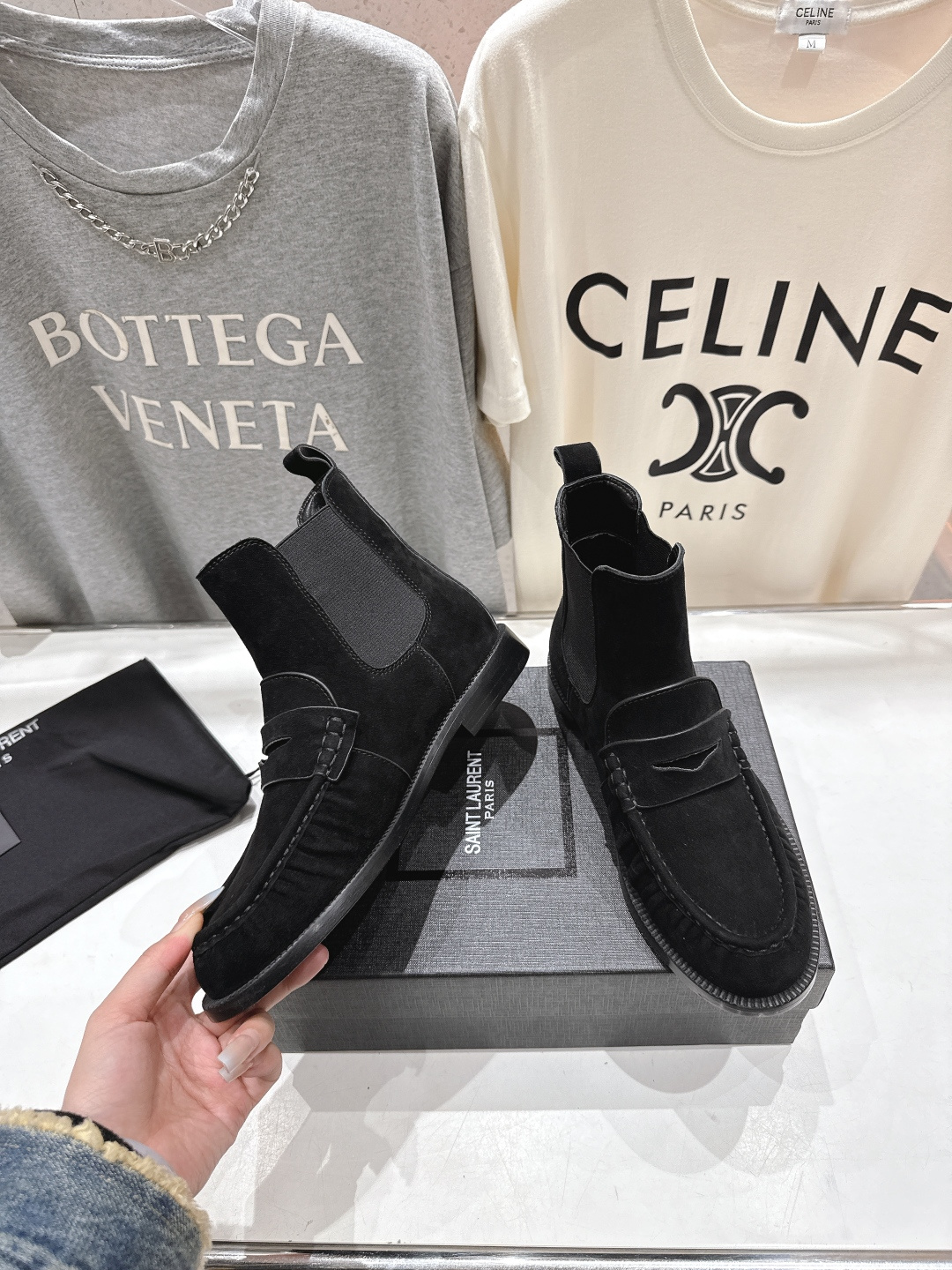 高版本出厂 SAINT LAURENT/圣罗兰YSL 25ss爆款平底布洛克英伦风切尔西短靴乐福鞋，20