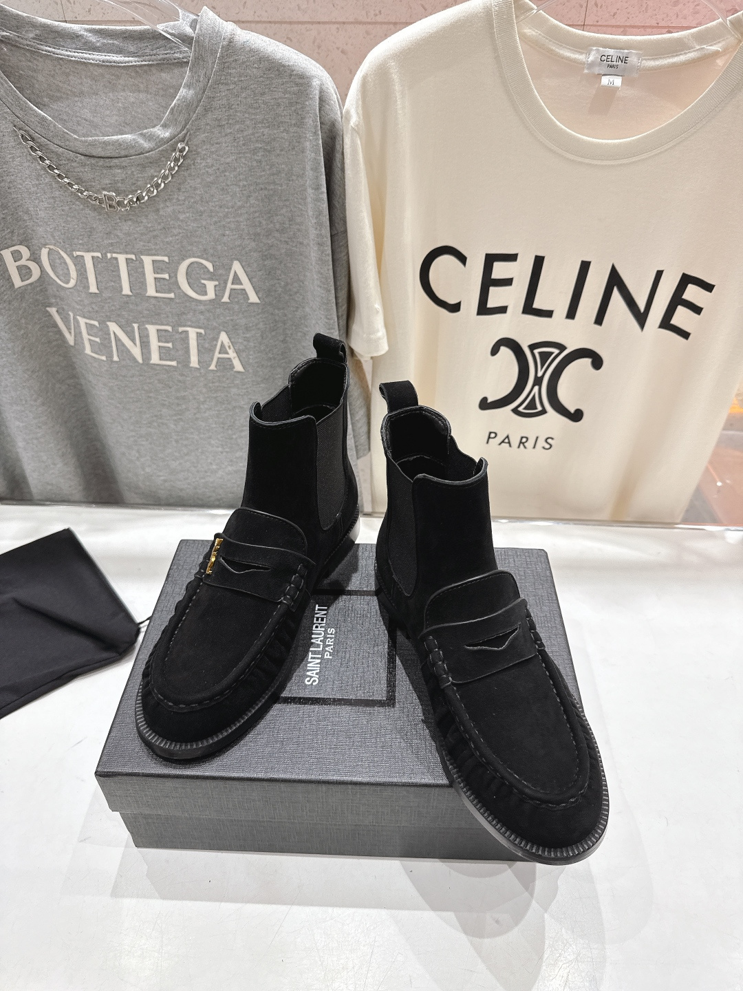 高版本出厂 SAINT LAURENT/圣罗兰YSL 25ss爆款平底布洛克英伦风切尔西短靴乐福鞋，20