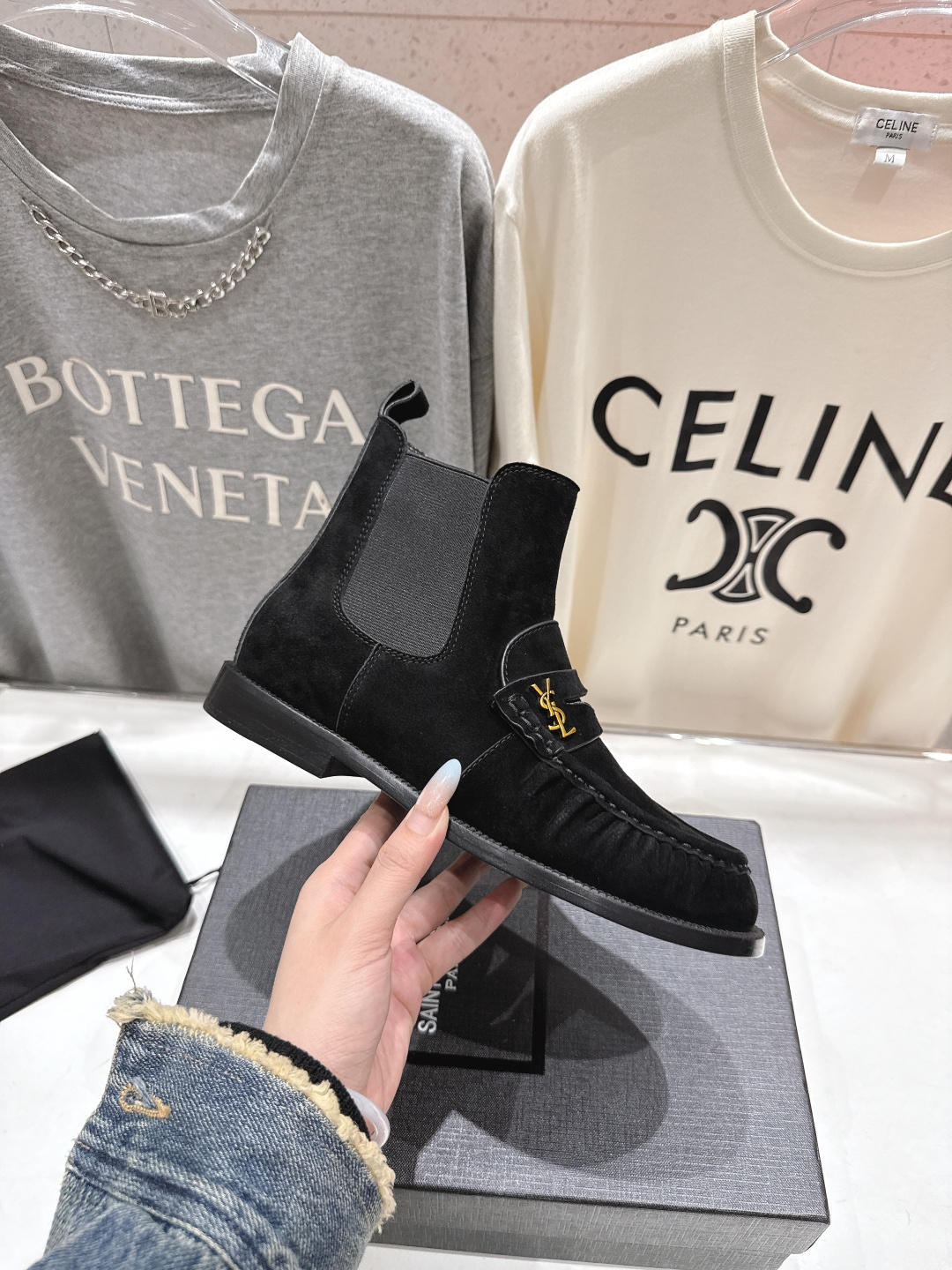 高版本出厂 SAINT LAURENT/圣罗兰YSL 25ss爆款平底布洛克英伦风切尔西短靴乐福鞋，20