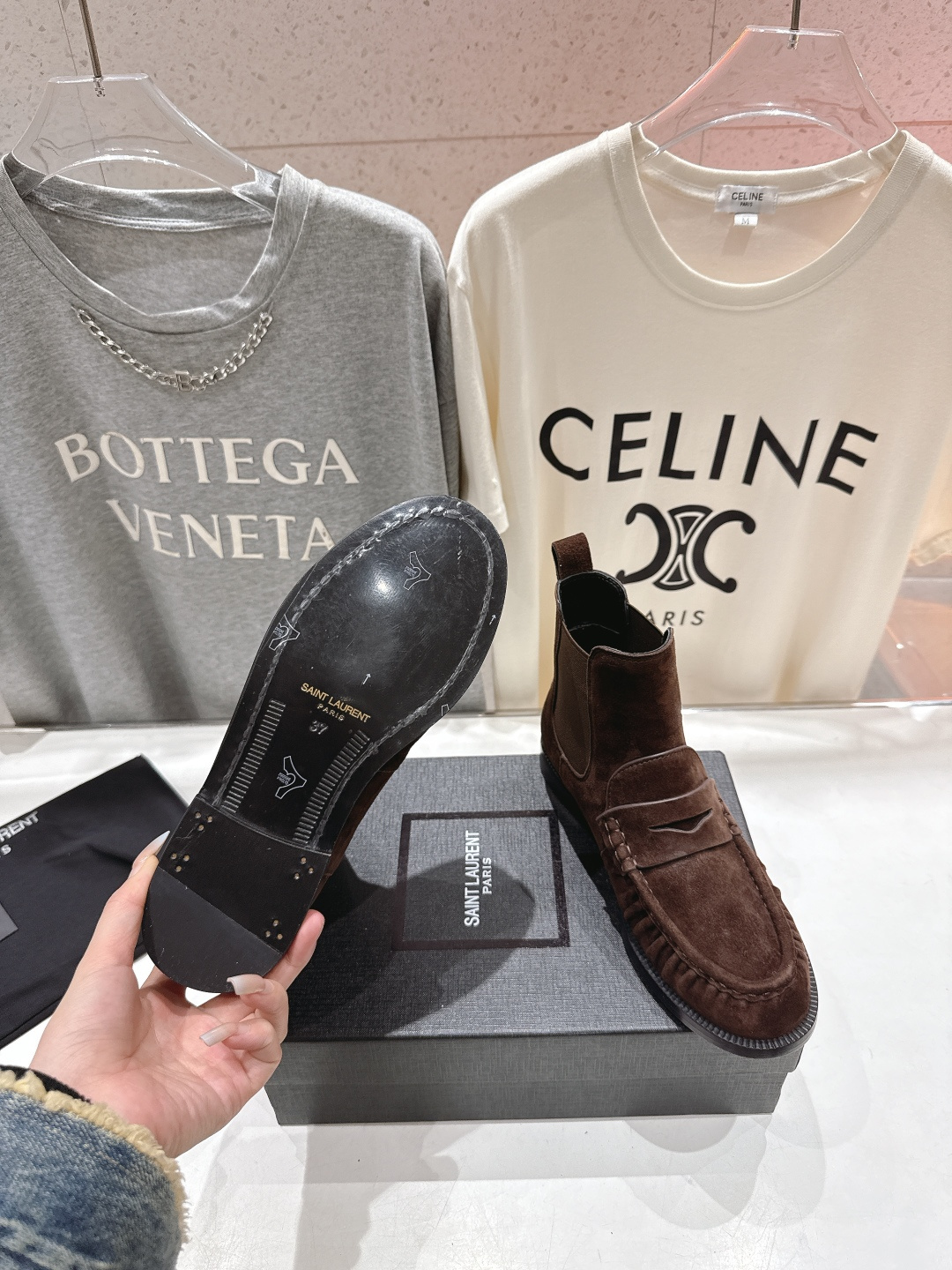 高版本出厂 SAINT LAURENT/圣罗兰YSL 25ss爆款平底布洛克英伦风切尔西短靴乐福鞋，20