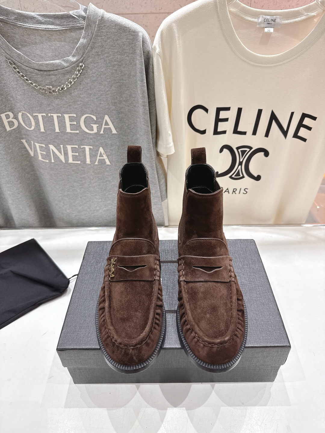 高版本出厂 SAINT LAURENT/圣罗兰YSL 25ss爆款平底布洛克英伦风切尔西短靴乐福鞋，20