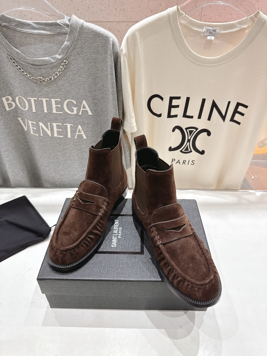 高版本出厂 SAINT LAURENT/圣罗兰YSL 25ss爆款平底布洛克英伦风切尔西短靴乐福鞋，20