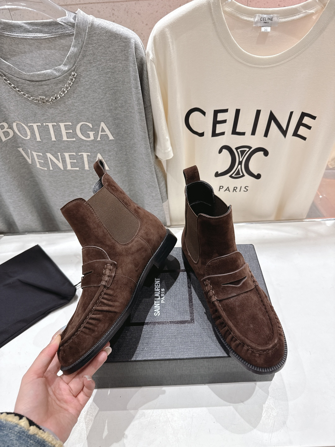 高版本出厂 SAINT LAURENT/圣罗兰YSL 25ss爆款平底布洛克英伦风切尔西短靴乐福鞋，20