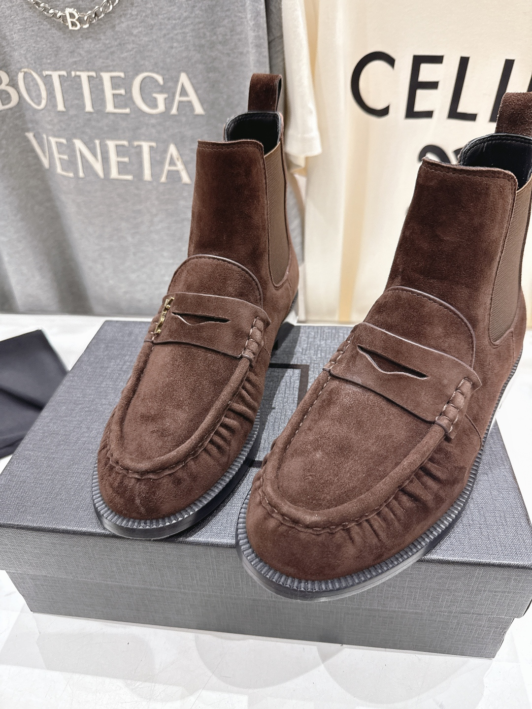 高版本出厂 SAINT LAURENT/圣罗兰YSL 25ss爆款平底布洛克英伦风切尔西短靴乐福鞋，20