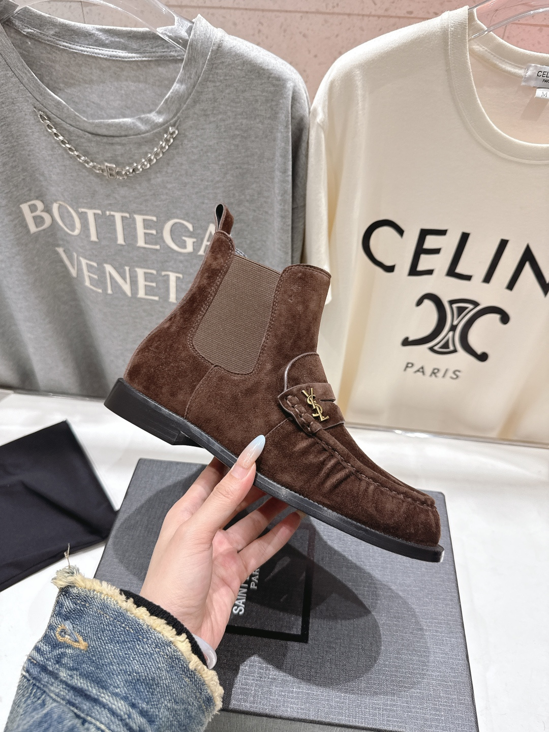 高版本出厂 SAINT LAURENT/圣罗兰YSL 25ss爆款平底布洛克英伦风切尔西短靴乐福鞋，20